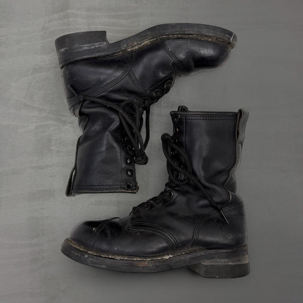 Corcoran Combat Boots 90s Black Leather Cap Toe Military Vintage 6R